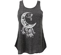 GURU SHOP Camiseta de tirantes para mujer con estampado étnico y luna, Antracita, 40