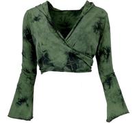 GURU SHOP Camiseta de yoga de manga larga con mangas de trompeta - Batik/verde, para mujer, algodón, talla: L, Tie / Verde, 42