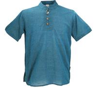 GURU SHOP Camiseta de yoga Goa sin mangas cortas para hombre, camisa de algodón, algodón, azul, XXL