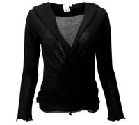 GURU SHOP Camiseta envolvente, jersey de punto de algodón, chaqueta envolvente, para mujer, algodón, jersey, manga larga y sudaderas alternativas., Negro , 38