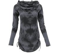 GURU SHOP Camiseta larga de algodón con capucha ancha para mujer, Gris/Dye, 40