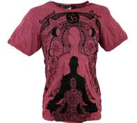 GURU-SHOP, Camiseta Sure T-Shirt Meditation Buddha, Burdeos, Algodón, Tamaño:M, Camisetas Seguras