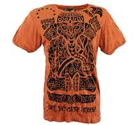 GURU-SHOP, Camiseta Sure T-Shirt Tribal Ganesha, Naranja Oxidado, Algodón, Tamaño:L, Camisetas Seguras