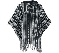 GURU SHOP Cape, Poncho étnico, poncho andino, hombre/mujer, negro, algodón, talla: talla única