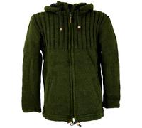 GURU SHOP Cárdigan acolchado para hombre, chaqueta de lana jaspeada, chaqueta Nepal, antracita, para hombre, lana, Modelo 2, XL