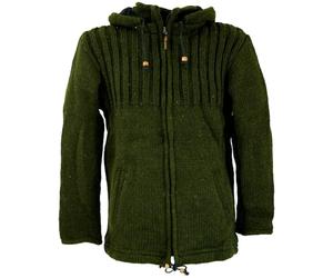 GURU SHOP Cárdigan acolchado para hombre, chaqueta de lana jaspeada, chaqueta Nepal, antracita, para hombre, lana, Modelo 2, XL