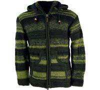 GURU SHOP Chaqueta de punto, chaqueta de lana, chaqueta de Nepal, antracita, hombre, lana, Modelo 25, S