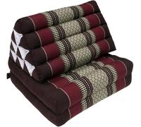 GURU SHOP Cojín tailandés, cojín triangular, kapok, cama de día con 2 cojines - marrón/burdeos, 30 x 50 x 120 cm, cojín de asiento asiático, esterilla de descanso, alfombra tailandesa