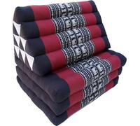 GURU SHOP Cojín tailandés, cojín triangular, kapok, cama de día con 3 cojines - negro/rojo, 30 x 50 x 160 cm