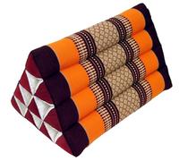 GURU SHOP Cojín tailandés triangular, cojín triangular, kapok - naranja/marrón, 30 x 30 x 50 cm