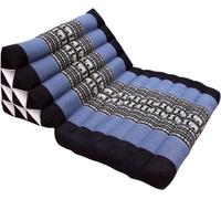 Guru-Shop Cojines, Cojines Tailandeses Triángulo, Kapok, Cama de día con 1 Soporte - Negro / Azul, 30x50x80 cm, Cojín Tailandés / Almohadilla 1