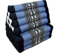 Guru-Shop Cojines, Cojines Tailandeses Triángulo, Kapok, Cama de día con 3 Soportes - Negro / Azul, Algodón, 30x50x180 cm, Cojín Tailandés / 3 Soportes