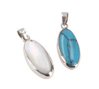 GURU SHOP Colgante de plata, colgante de plata boho de doble cara, nácar, turquesa, 2 cm