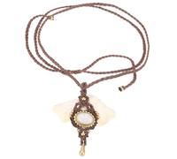 GURU SHOP Collar de macramé boho, joyas únicas, joyas para festivales, gargantilla bohemia, 9 x 8 cm, normal, Hilos de algodón, Sin piedra preciosa