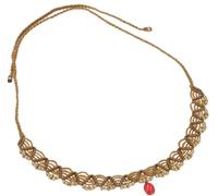 GURU SHOP Collar de macramé con perla, hippie boho, normal, Hilos de algodón, Sin piedra preciosa