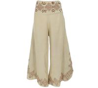 GURU SHOP Cómodos pantalones de verano con aspecto natural, falda, pantalones de plazzo, para mujer, algodón, beige, 38