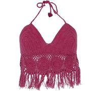 GURU SHOP Crochet Top Bikini Top Playa Hippie Bra Flower Power - Frambuesa Mujer Algodón