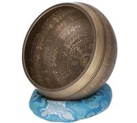 GURU SHOP Cuenco tibetano grabado a mano con mazo y cojín, diámetro de 16 cm, modelo 2, color marrón