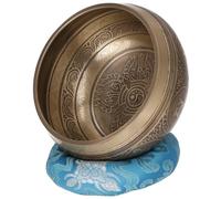 GURU SHOP Cuenco tibetano grabado a mano con mazo y cojín, diámetro de 16 cm, modelo 5, color dorado