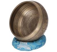 GURU SHOP Cuenco tibetano grabado a mano con mazo y cojín, diámetro de 16 cm, modelo 6, color dorado