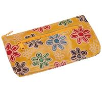 GURU SHOP Estuche de piel en relieve, utensilio, neceser, estuche para lápices, unisex, 10 x 18 x 2 cm, Amarillo/Flor, Einheitsgröße, Casual
