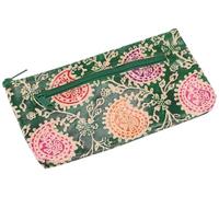 GURU SHOP Estuche de piel en relieve, utensilio, neceser, estuche para lápices, unisex, 10 x 18 x 2 cm, Verde/Colorido, Einheitsgröße, Casual