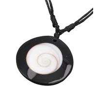 GURU SHOP Ethno - Collar con incrustaciones de nácar, cadena de surfista con bola de Shivamuschel, normal, Madera, Sin piedra preciosa