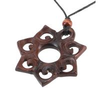 GURU SHOP Ethno - Collar de madera (4 x 4 cm), diseño de flores