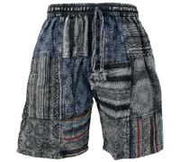 GURU-SHOP, Ethno Goastyle Yogashorts, Negro, Algodón, Tamaño:S (46), Pantalones de Hombre