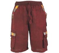 GURU-SHOP, Ethno Goastyle Yogashorts, Rojo Vino, Algodón, Tamaño:M (50), Pantalones de Hombre