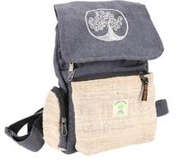 GURU SHOP Ethno - Mochila de cáñamo con bordado (35 x 25 x 12 cm), color verde, Taubengrau, Talla única