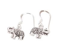 GURU SHOP Ethno - Pendientes de plata de ley, diseño de elefante, 1 x 2 cm