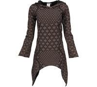 GURU SHOP Ethno Pixi Mini Vestido Estampado Goak Manga Larga Mujer Naranja, negro/marrón, 38