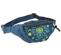 GURU SHOP Ethno Sidebag, Riñonera bordada Boho Nepal - Petróleo, Unisex - Adultos, 13 x 20 x 4 cm, azul petróleo/limón, talla única, Casual