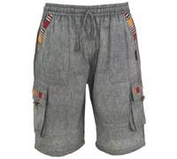 GURU-SHOP, Ethno Yogashorts en Goastyle, Gris Piedra, Algodón, Tamaño:M (50), Pantalones de Hombre
