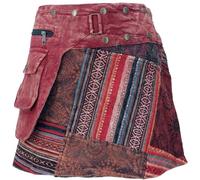 GURU SHOP Falda cambiador de falda corta cacheur, falda de patchwork para mujer, algodón, faldas/cortas, ropa alternativa, borgoña, 42
