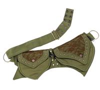 GURU SHOP Festival Ethno Sidebag, Riñonera, Riñonera Elf - Verde Oliva/marrón, Unisex - Adultos, Algodón, Tamao:One Size, Bolsas Laterales Mochilas Para el Trasero