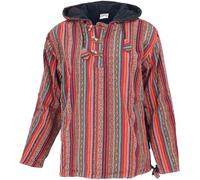 GURU SHOP Goa Baja - Sudadera con capucha para hombre, algodón, Naranja/Rojo, M