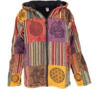 GURU SHOP Goa - Chaqueta de patchwork para hombre, marrón/multicolor, L