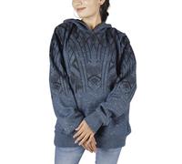 GURU SHOP Goa Festival - Sudadera con capucha con estampado tribal para mujer, algodón, chaquetas, abrigos y ponchos, azul, 38