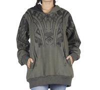 GURU SHOP Goa Festival - Sudadera con capucha con estampado tribal para mujer, algodón, chaquetas, abrigos y ponchos, verde oliva, 38