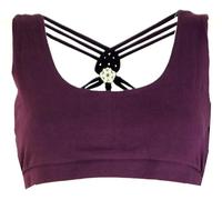 GURU-SHOP, Goa Psytrance Bikini Top, Boho Top, Pixi Yoga Top, Ciruela, Algodón, Tamaño:M/L (38), Camisetas, Camisetas, Camisetas