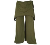 GURU SHOP Goa Psytrance - Pantalones de verano 3/4, pantalones de yoga, pantalones de festival, pantalones de bateo para mujer, verde oliva, 40