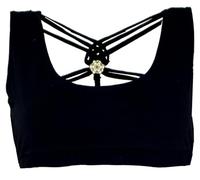 GURU SHOP Goa Psytrance Top Bikini Top Boho Top Pixi Yoga Top Mujer, Negro , 80B