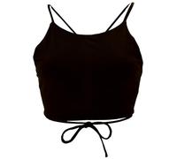 GURU SHOP Goa Psytrance Top Bikini Top, Pixi Top, Yogatop, Top para Mujer, Algodón, Tops y Camisetas, Ropa Alternativa, Negro , 40