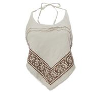 GURU SHOP Goa Top Psytrance Estampado Bandeau Top Mujer, Lino, 38