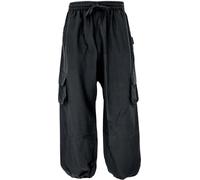 GURU SHOP Goahose - Pantalones de yoga para hombre, cómodos pantalones de ocio, algodón, ropa alternativa, Negro , 52