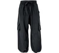 GURU SHOP Goahose - Pantalones de yoga para hombre, cómodos pantalones de ocio, algodón, ropa alternativa, Negro , 52