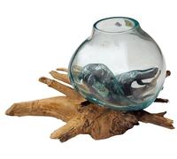Guru-Shop Jarrón de Madera de Nudos - Ø de Vidrio Hasta 20 cm M1, Marrón, Jarrones, Macetas