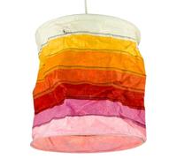 Guru-Shop Lámpara de Papel Redonda, Pantalla Lokta Annapurna Stripes, Hecho a Mano - Naranja, 30x28x28 cm, Lámparas de Techo Asiáticas de Tela